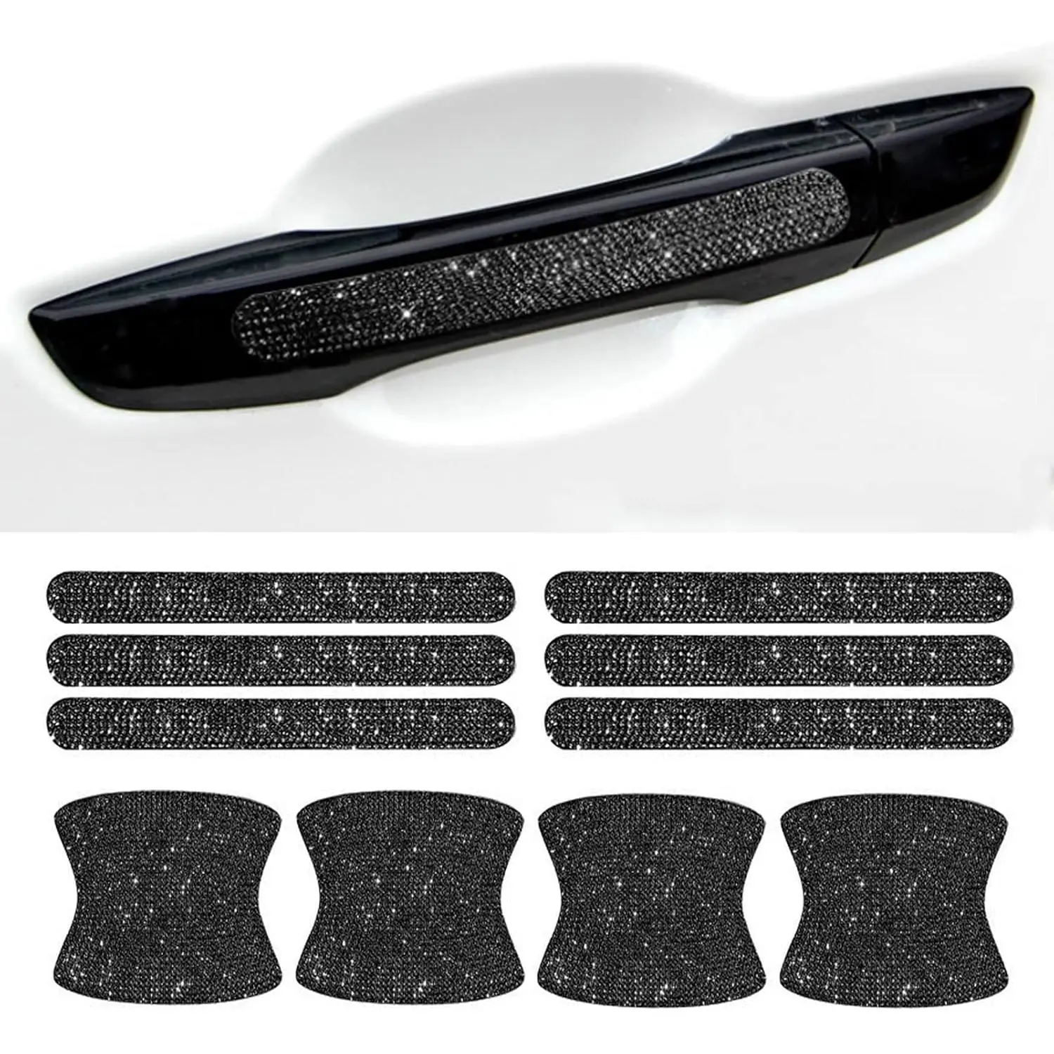 10 count  Protector, Rhinestone Stickers Bling Scratch Protector for Women & Girls (Black)