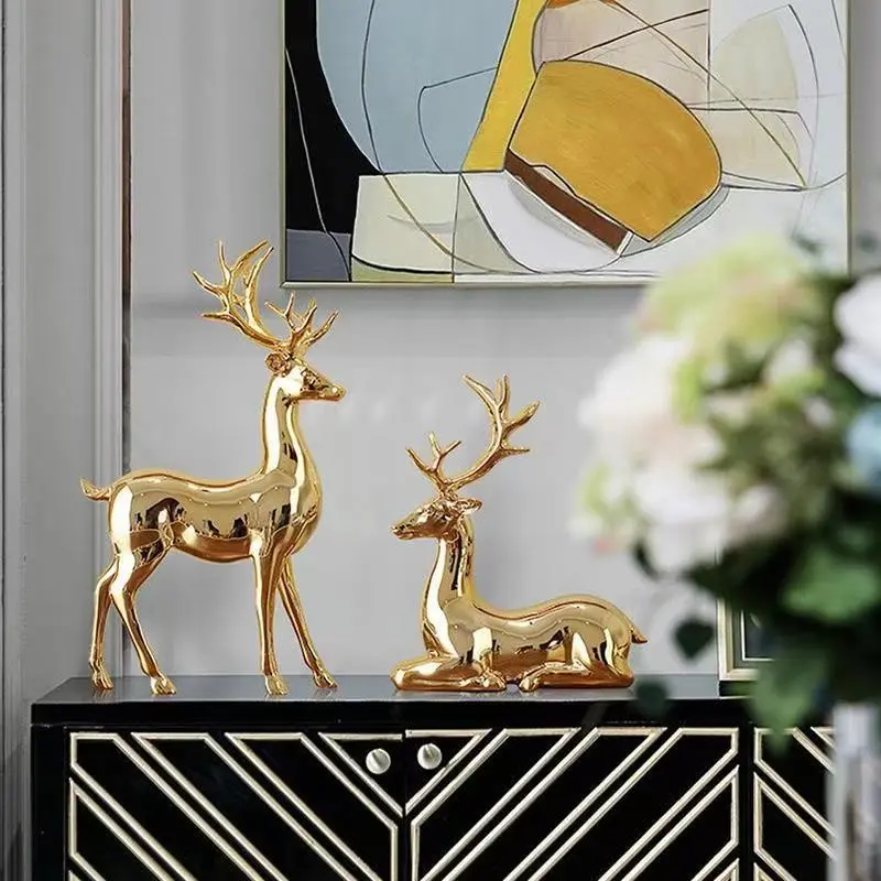 Luxurious Christmas Reindeer Statues, Home and Living Room Decor, Elegant Holiday Ornament, Perfect for Festive Season, Decoration