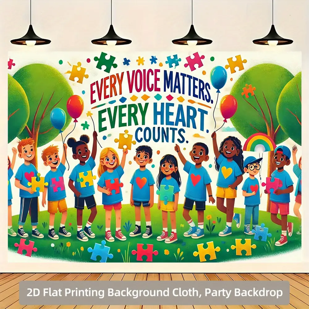 2D Flat Synthetic Polyester Autism Acceptance Awareness Banner - HD Digitally Printed, Soft, Lightweight, Foldable Flats, Hangable Backdrop Cloth for Public Welfare Promotion Events, Public Party Decor