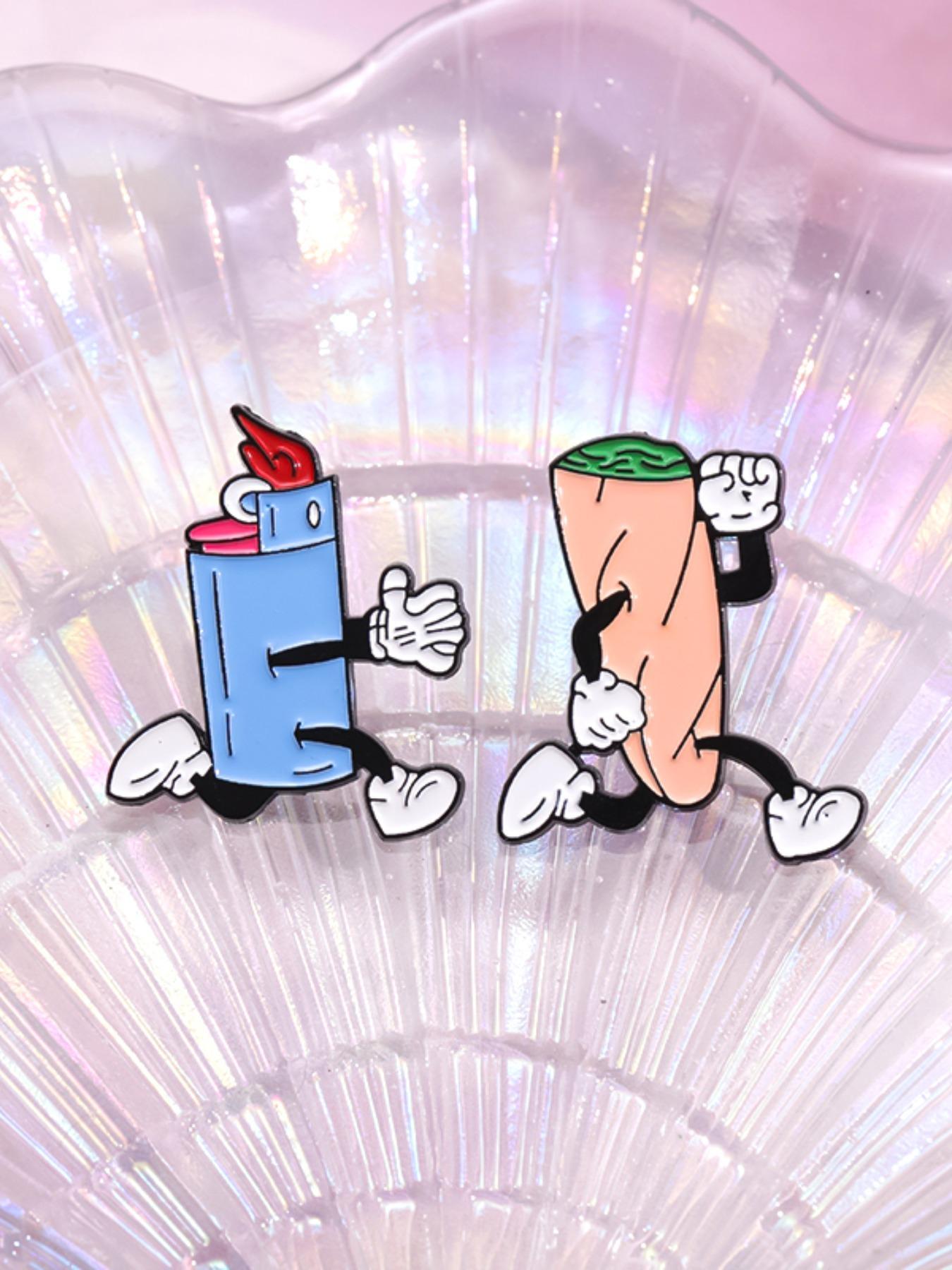 Cartoon Lighter & Cigar Design Brooch, Cute Brooch for Men & Women, Fashion Accessories Suitable for Backpacks, Jeans, Scarves, Hats Decoration