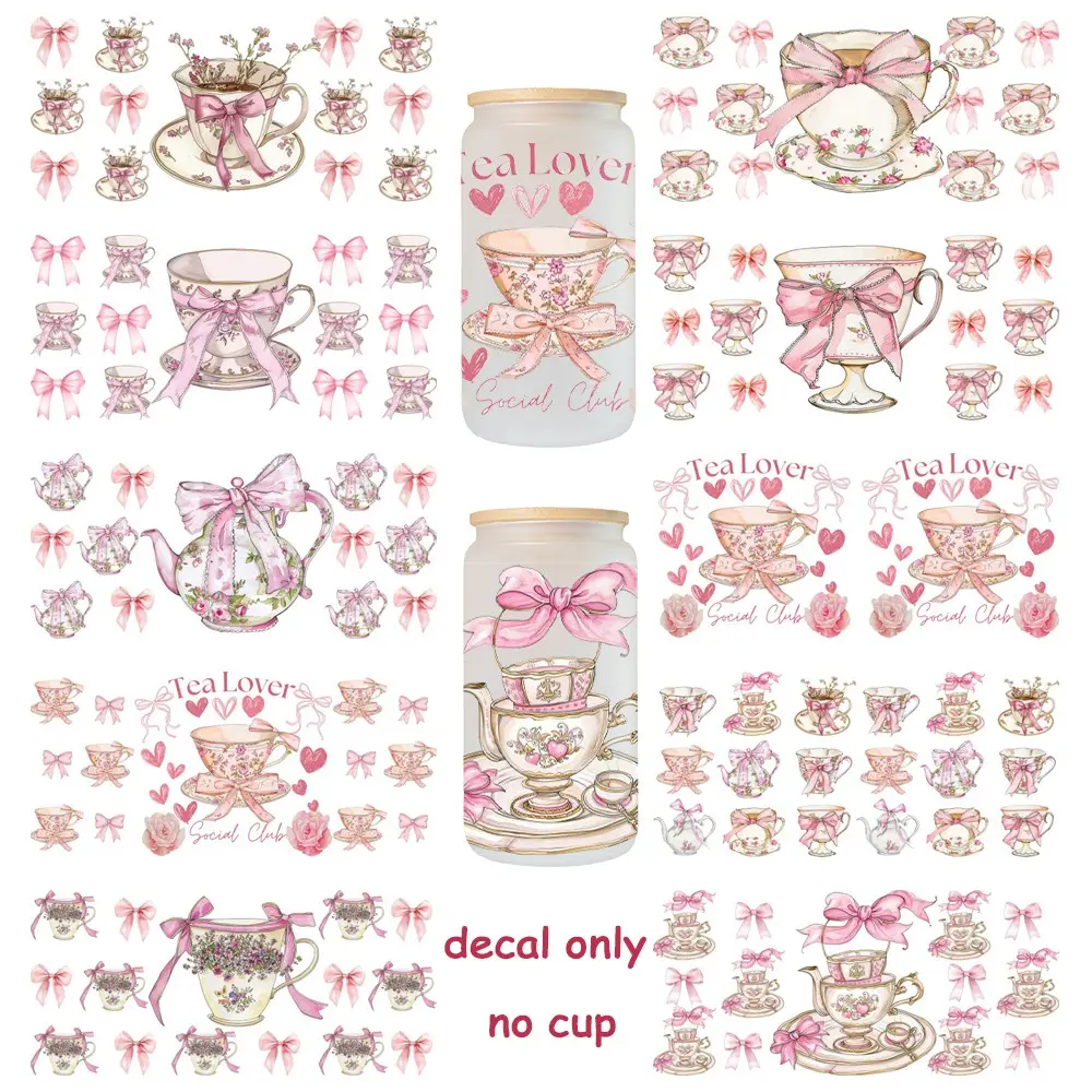 16oz UV DTF Cup Stickers Set of 5, Paper Theme Transfer Stickers, Durable Mixed Color Handmade Material, DIY Glass Coffee Phone Case Gift Decor