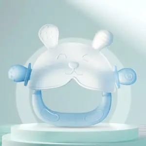 Food-Grade BPA-Free Frosted Silicone Rabbit Teething Mitten with Storage Case, Anti-Drop Multi-Textured Teething Hand Guard, Portable Safe Oral Soothing Wrist Accessory