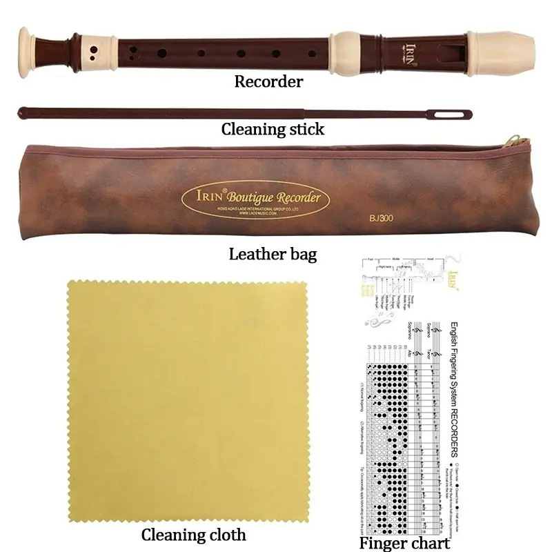 IRIN Soprano Recorder for Kids, 8 Hole ABS Flute Recorder for Beginners with German Fingering, Easy-to-Play School Musical Instrument for Children, Includes Cleaning Stick & Fingering Chart