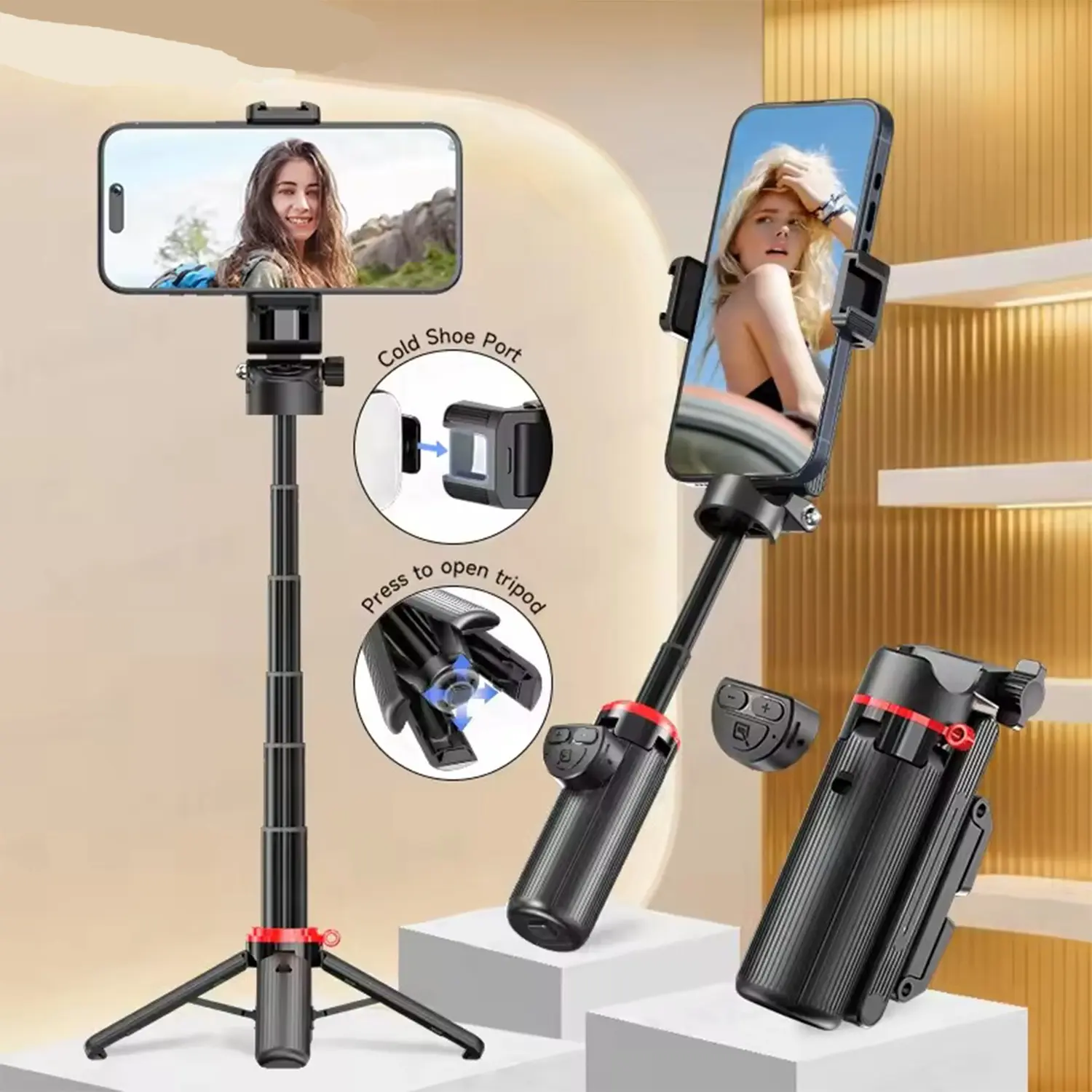Multifunctional Mini Selfie Stick, Portable Phone Grip, Smartphone Tripod, 360 Rotation, Bluetooth-compatible Remote, Ideal for Selfies, Videos, Live Streaming