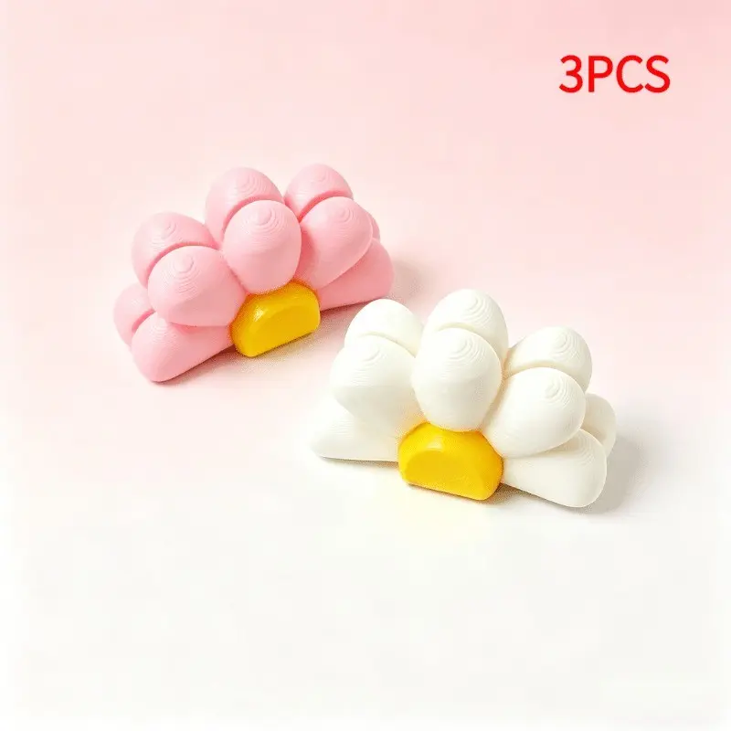 3 Pcs Daisy Photo Holders - white and pink flower-shaped photo clips for Polaroid and small photos, Decorative desktop stands for office, bedroom or study, Aesthetic room decoration, gift idea for friends, adding a floral touch to any space