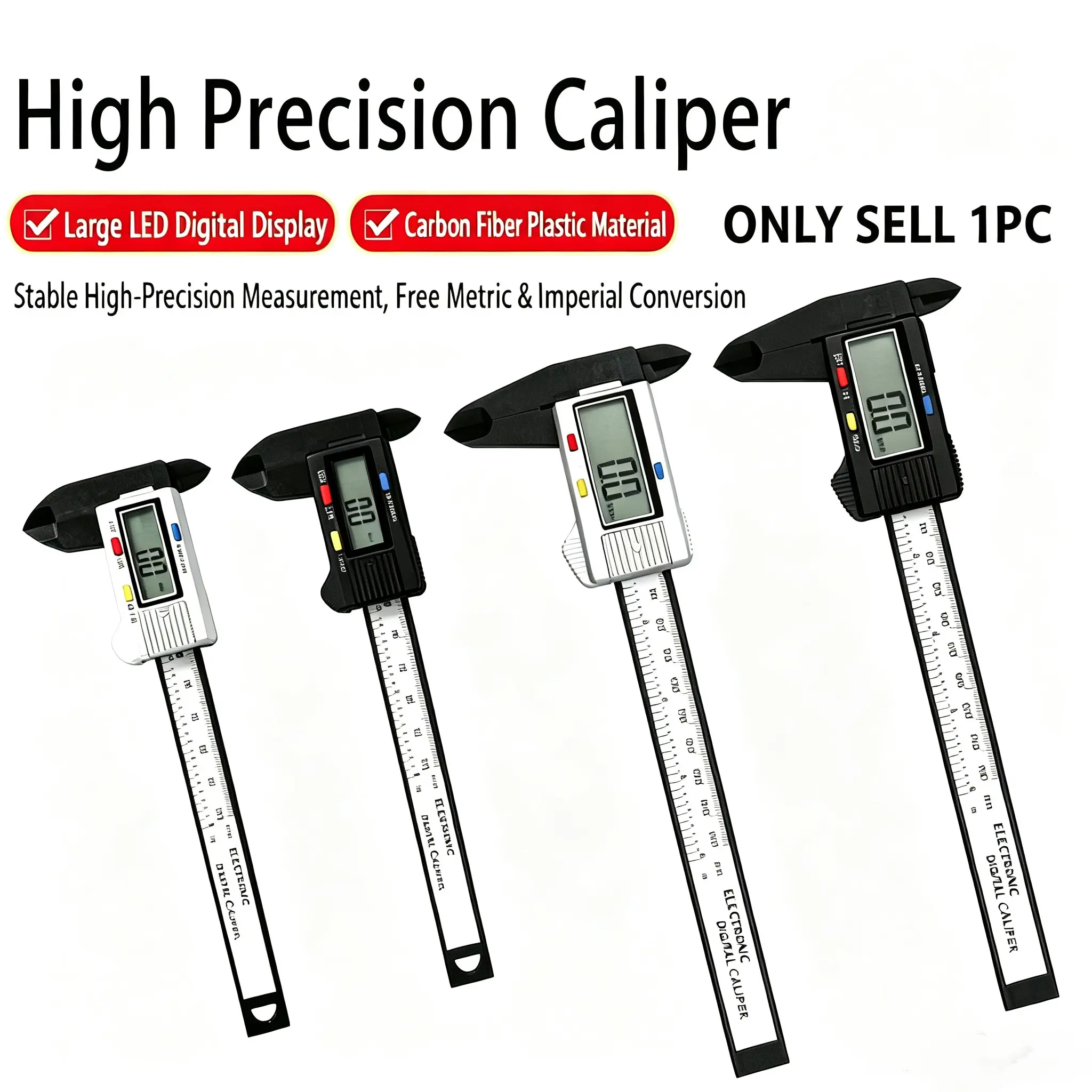 Electronic Digital Vernier Caliper 100mm 150mm, Dual Unit Switch, One-Button Zeroing, High Precision Measurement Tool, Auto Parts Gauge