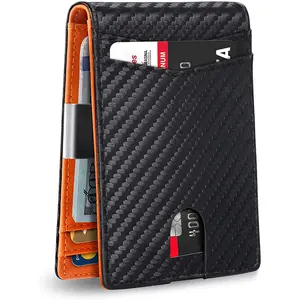 Genuine Leather RFID-Proof Men's Money Clip Card Holder Wallet