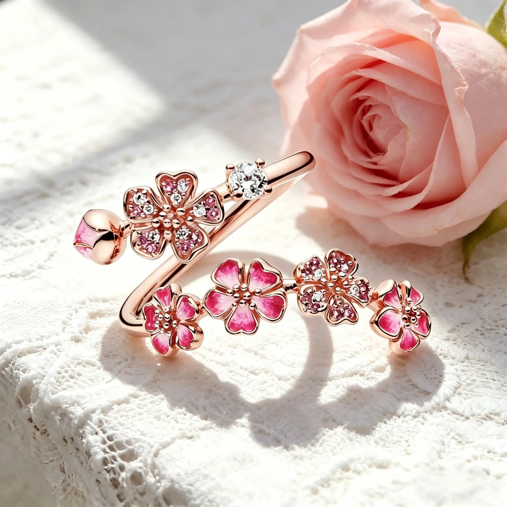 Rose Gold Classic Rose Gold Peach Blossom Ring for Women