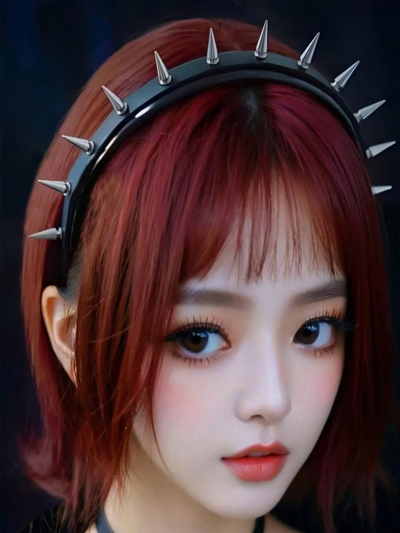 PU Leather Spike Fashion Headband with Multi Silver Cone Spikes, Gothic Punk Y2K Hair Hoop, Unisex Alternative Streetwear Hair Accessories for Women Girls, Ideal for Halloween, Rock Concert, Cosplay & Party Costume Decor Gift