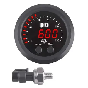 Oil Pressure Gauge Kit 2-1/16" (52mm) 150 PSI Digital Meter Red Display with 1/8NPT Electronic Sensor for Boat Marine Car Auto Truck Automotive Gauge Sets