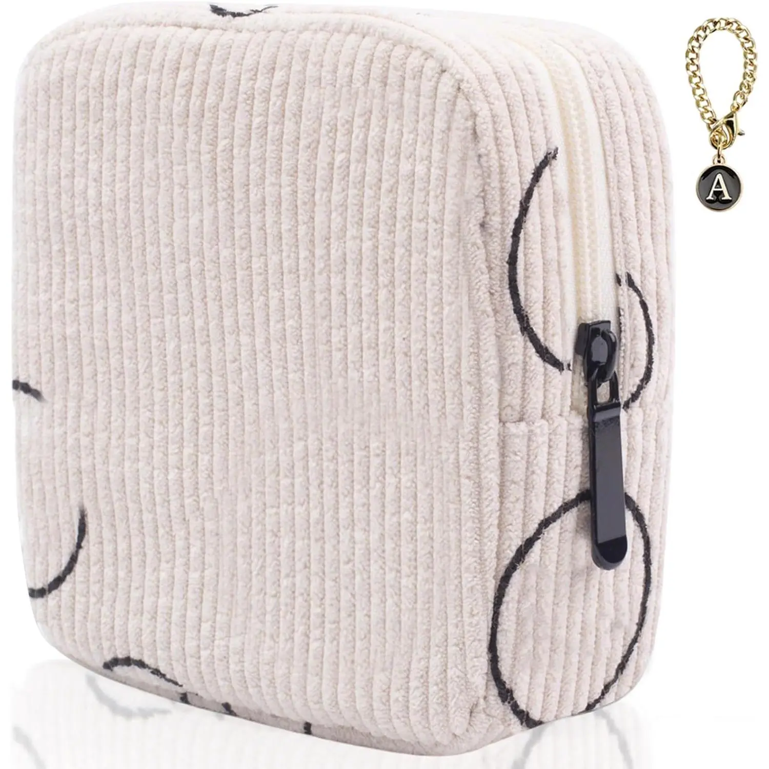 Sanitary Napkin Storage Bag, Corduroy Period Bag for Women, Cute Portable Period Pouch with Zipper, Sanitary Pads Bag Tampons Holder for Purse, First Period