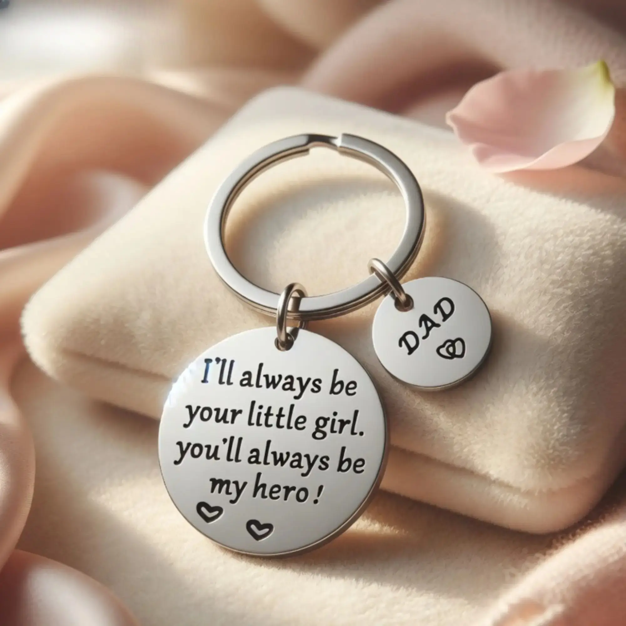 Stainless Steel Dad Hero Keychain - Eco-friendly Bag Charm Luggage Accessory, Graduation/Christmas Day/Thanksgiving Day Gifts for Papa from Daughter, Birthday Keepsake for Daily Carry & Car Keys