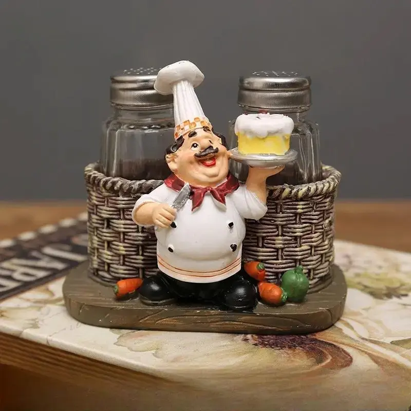 Chef-Themed 2-Piece Spice Jar Set, Cute Design Salt & Pepper Shakers, Kitchen Storage Organizers for Home Kitchens, Restaurants