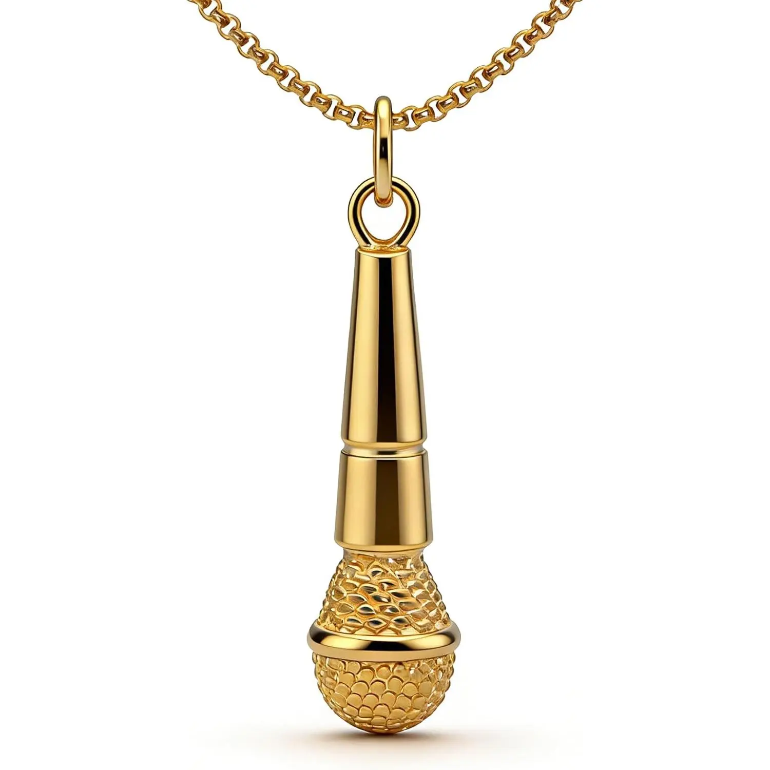 Modern Punk Rock Stainless Steel Microphone Pendant Necklace with 22in Box Chain, Casual Wear