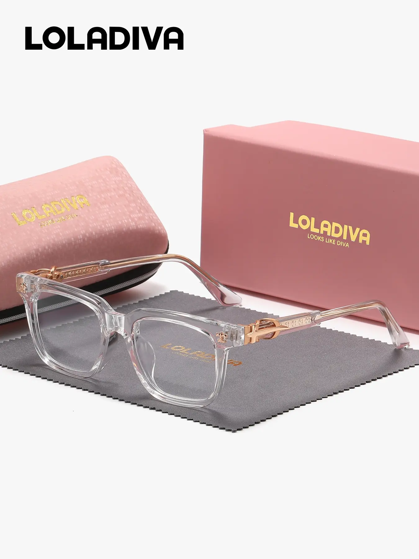 LOLADIVA 1 Piece Unisex Fashion Trend Full Frame Plaon Glasses Free and Easy Square Frame Plaon Glasses