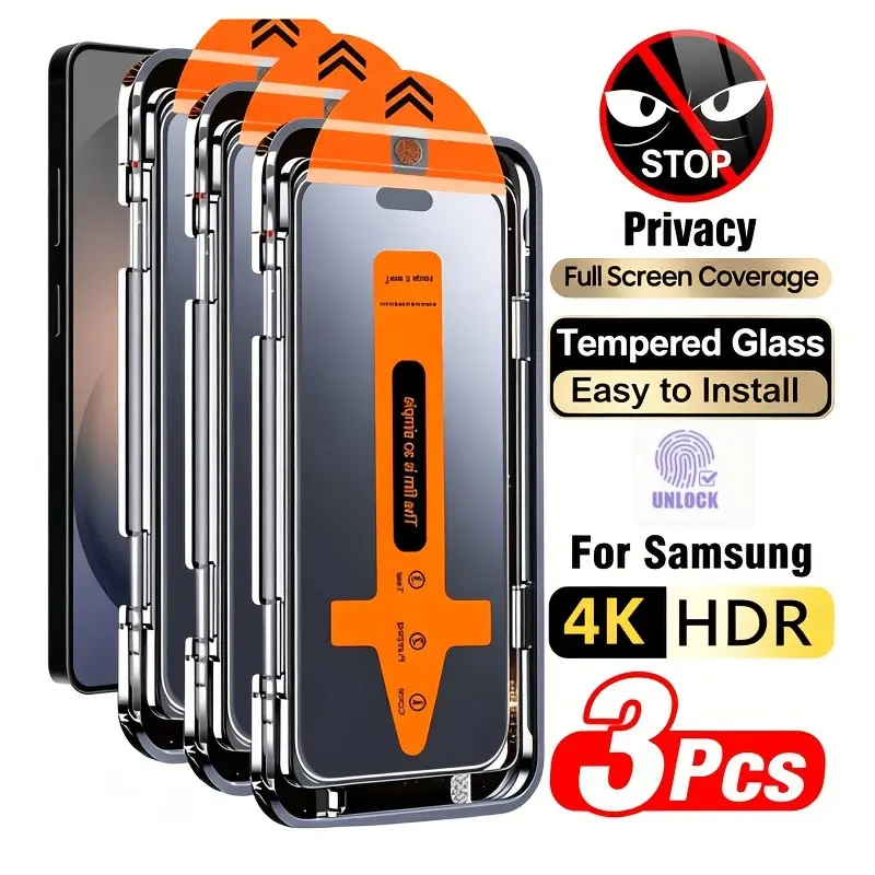 3-Pack Samsung S21-S26 Ultra Privacy Protective Screen Protector, 4K Clear Anti-Glare Film, Dust-Free Installation, Full Coverage, Shockproof