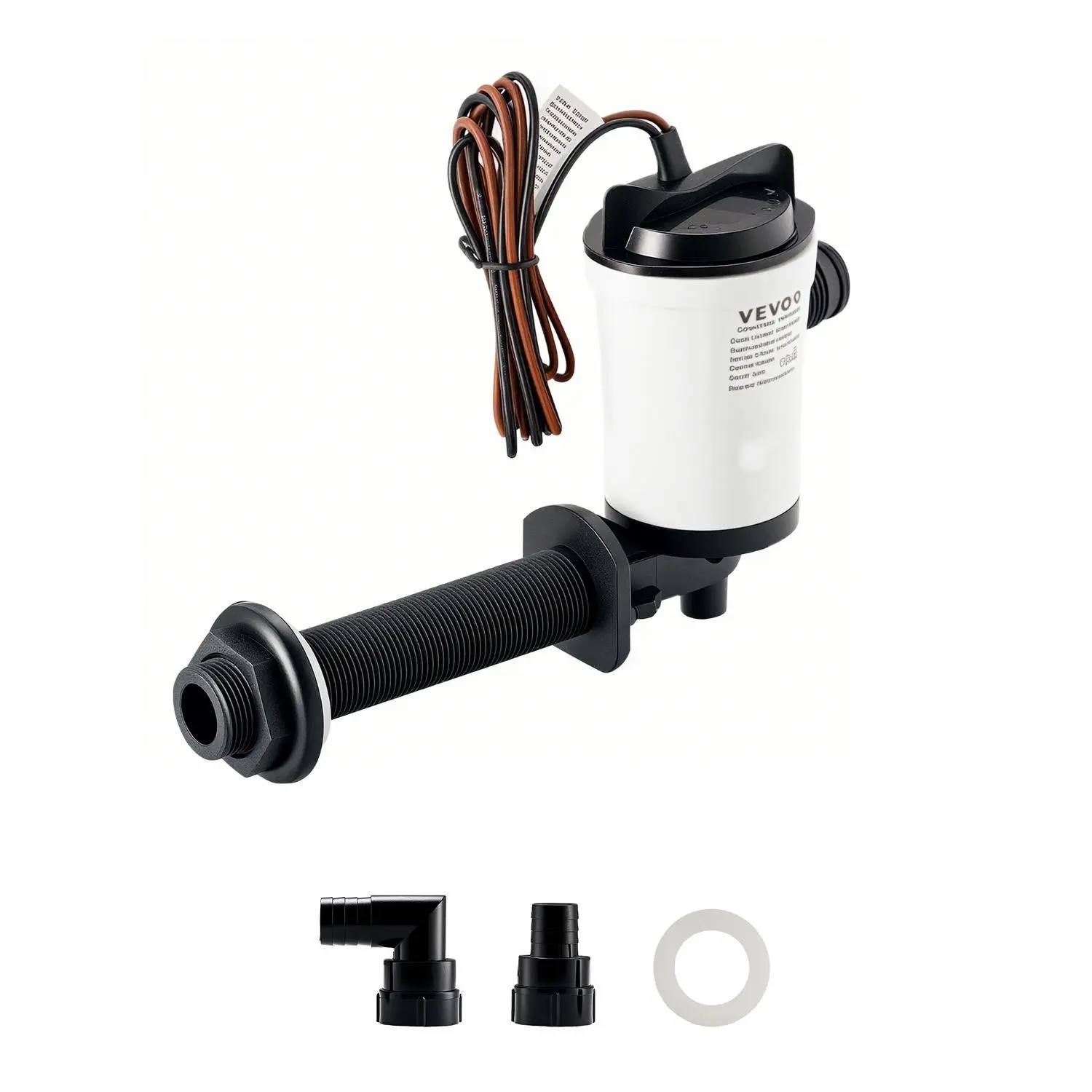 VEVOR Livewell Pump for Boat, 12V 800 GPH Livewell Aerator Pump with Detachable Motor, 90-Degree Baitwell Pumps for Boats, Corrosion-Resistant Submersible Aerator Pump, for Freshwater and Saltwater