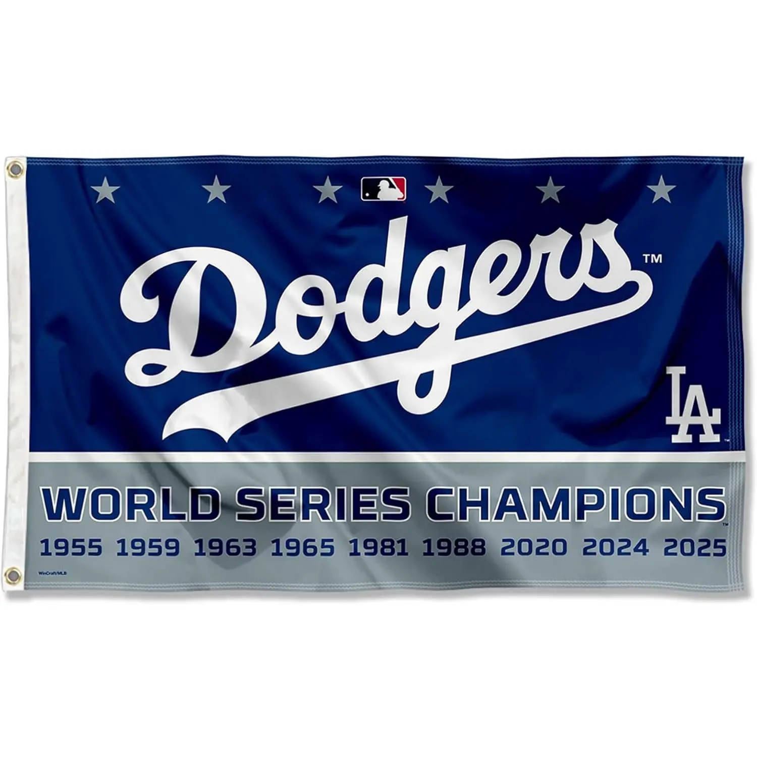 Los Angeles Dodgers 9 Time World Series Champions 3x5 FT Flag, MLB Baseball Team Banner, 100% Polyester with Brass Grommets, Fade & Weather Resistant for Indoor Outdoor Yard Wall Decor