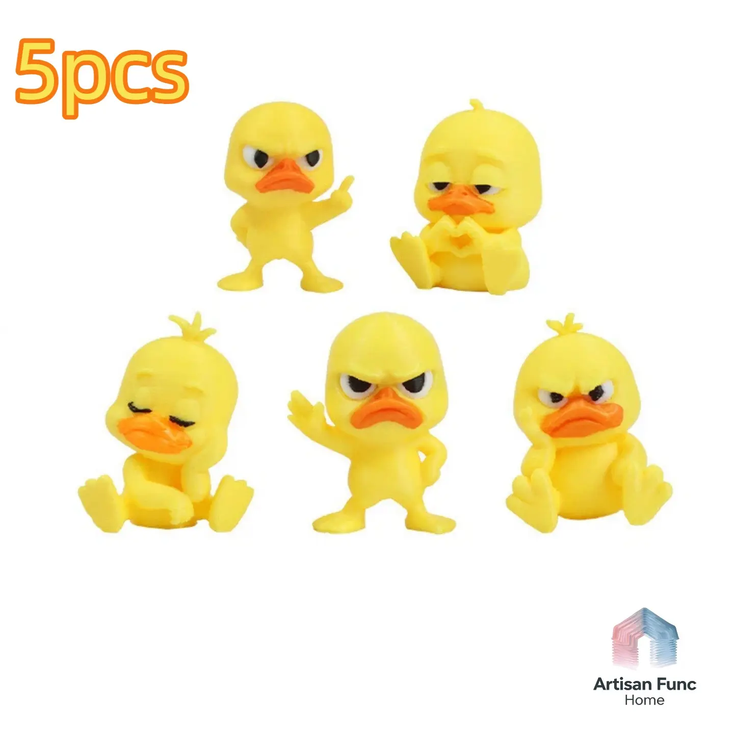 5pcs 3D Printed Angry Duck Decorative Ornaments, Unique Home Decor, Perfect Gift Idea, Durable and Stylish Design, Cute Animal Theme