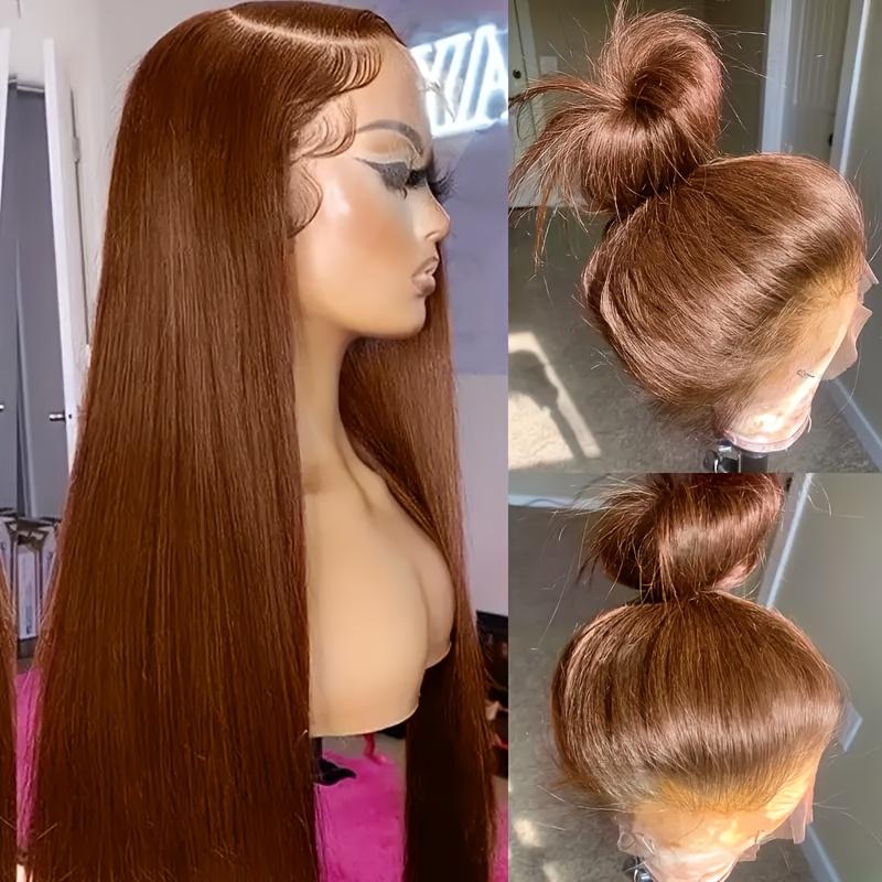 13x4 Lace Front Wig 180% Density HD Lace Long Straight Synthetic Hair Pre-Plucked Baby Hair Heat Resistant Wig for Women No Glue Needed