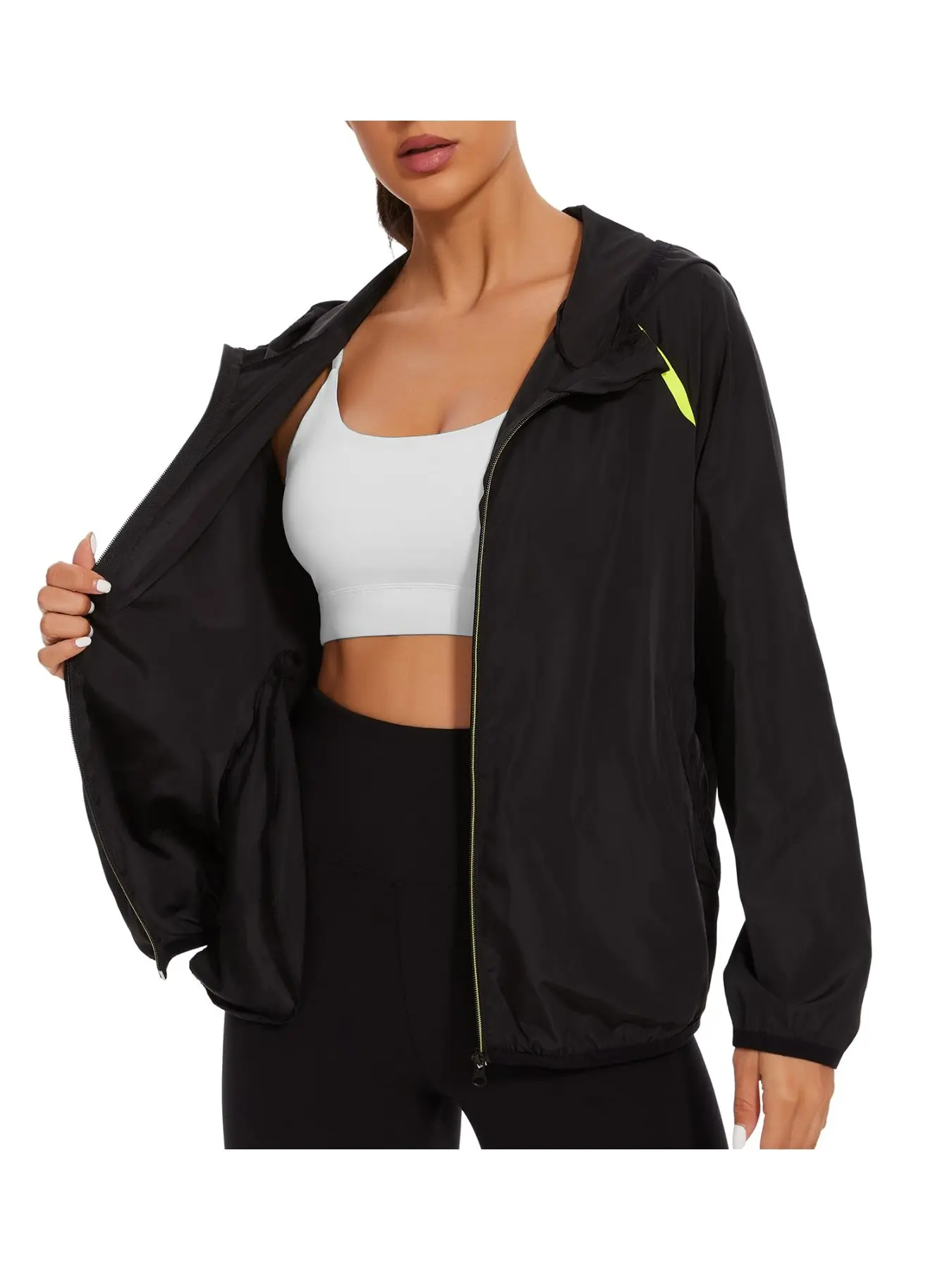 NINGMI Waterproof Loose Raincoat with Hood Long Sleeve Windbreaker Rain Jacket for Women Zipper Lightweight Hiking Outdoor