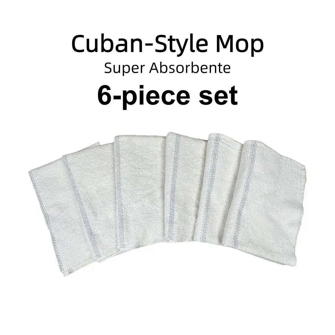 6-Pack Professional Cuban Style 100% Cotton Cleaning Cloths - Durable Clean Soft, Multipurpose Absorbent Cloth, All-Purpose, Easy-Wash, Reusable, Suitable for Any Floor Type, Easy Clean Washable
