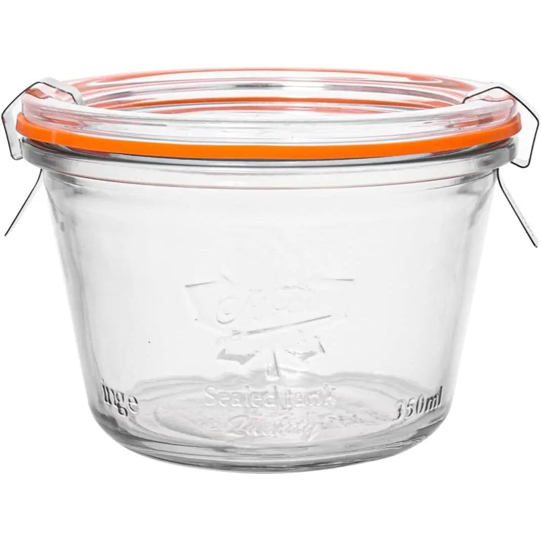 Kitchen Airtight Seal Round Glass Sourdough Starter Jar, 11.8oz Wide-Mouth Container with Glass Lid for Dry Goods, Bread Baking Supplies
