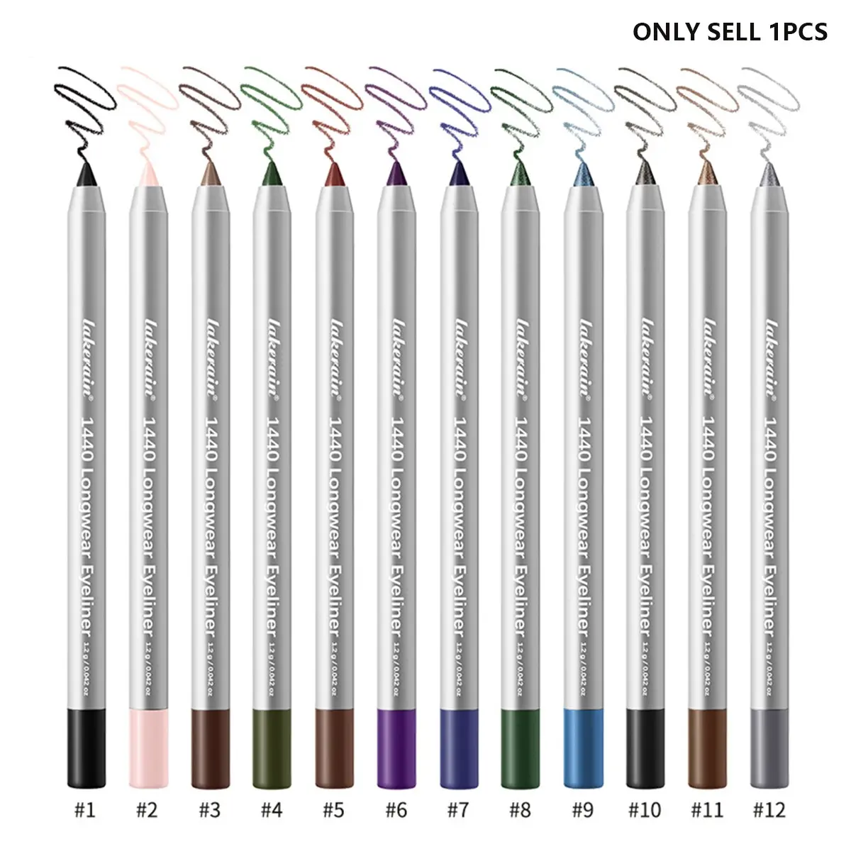 Single Pack 12 Color Wooden Rod Eyeliner Pen Balm, Lip Liner Eye Liner One Stroke, Moisturizing Smooth Portable Makeup Tool, Essential Beauty Accessory
