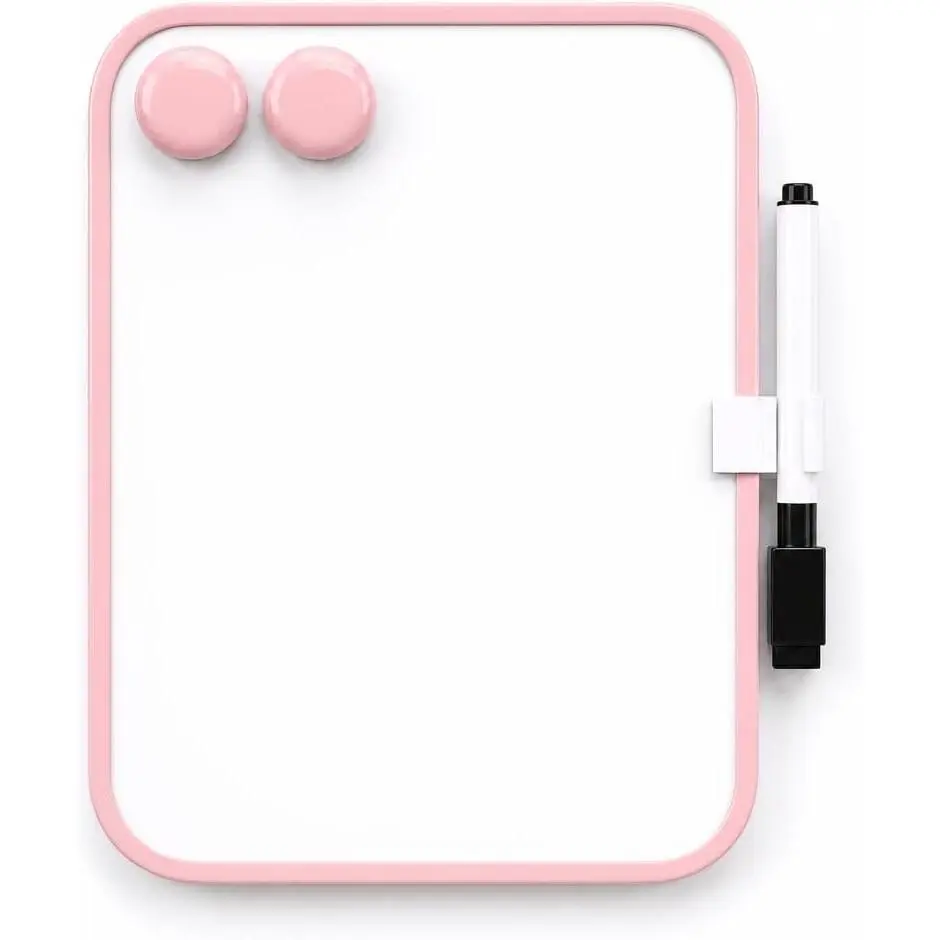 6“ x 8” Mini Whiteboard with Erasable Markers and 2 Round  () | ABS frame,  board—smooth surface;easy to write  and erase—small white board for fridge, school lockers, and offices