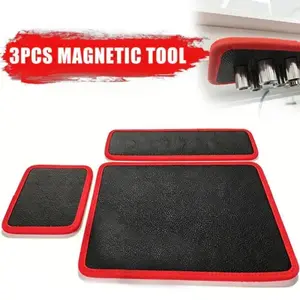 Magnetic tool pad and bracket 3-piece flexible magnetic tray, suitable for garage workshops, scratch resistant PVC surface, anti slip grip for car maintenance, mechanical toolbox organizer&Father's Day gift