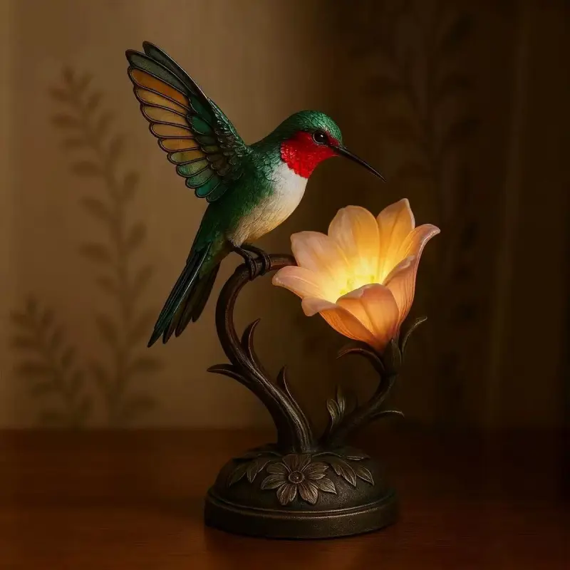 Creative resin hummingbird lantern ornament Nordic style home desktop decorative atmosphere light decoration craft