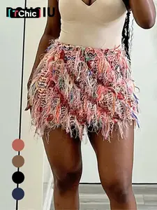 2025 Trendy Bohemian Summer Skirts, Women's All Over Print Fringe Bodycon Skirt, Casual Fashion High Waist Mini Skirt for Daily Outdoor Wear, Ladies Bottoms for Summer