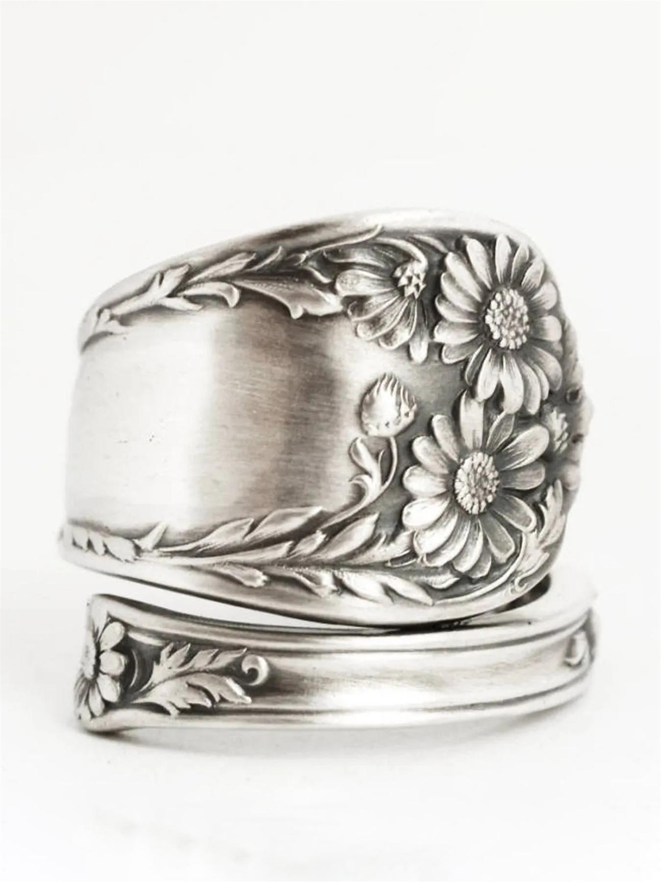 Vintage Sunflower Design Cuff Ring, Adjustable Sunflower Ring, Beautiful Rings, Fashion Accessories for Women & Girls, Trendy All-match & Exquisite Jewelry for Birthday Gift, Adjustable Rings, Trendy Jewellery Accessories