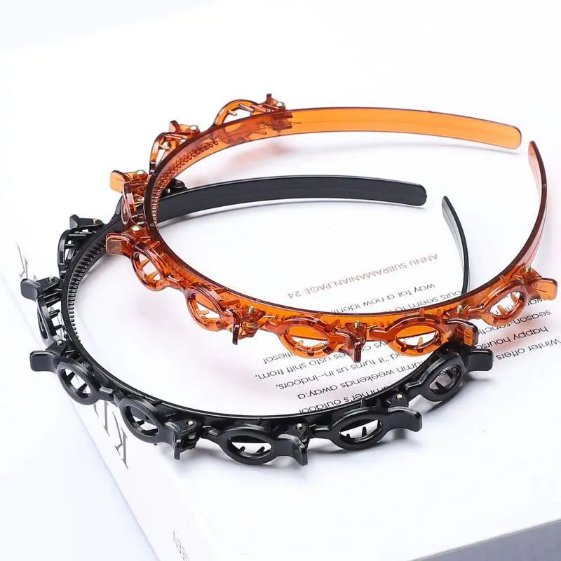 Women's 2-Piece Minimalist Convex Teeth Headbands - Curved Multi-Legger Clip-On with 8 Double-Layer Clips, Cute for Daily Bangs Styling, Non-Pressure, Sports, Special Occasions, Curved Multi-Legger Clip-On Headbands, Cute Clip Headbands