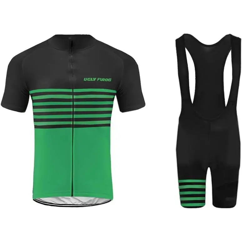 UGLY FROG Men's 2-Piece Professional Road Biking Set Kit - Male Bib Shorts and Jersey for Outdoor Cycling Sportswear, Outdoor Ride