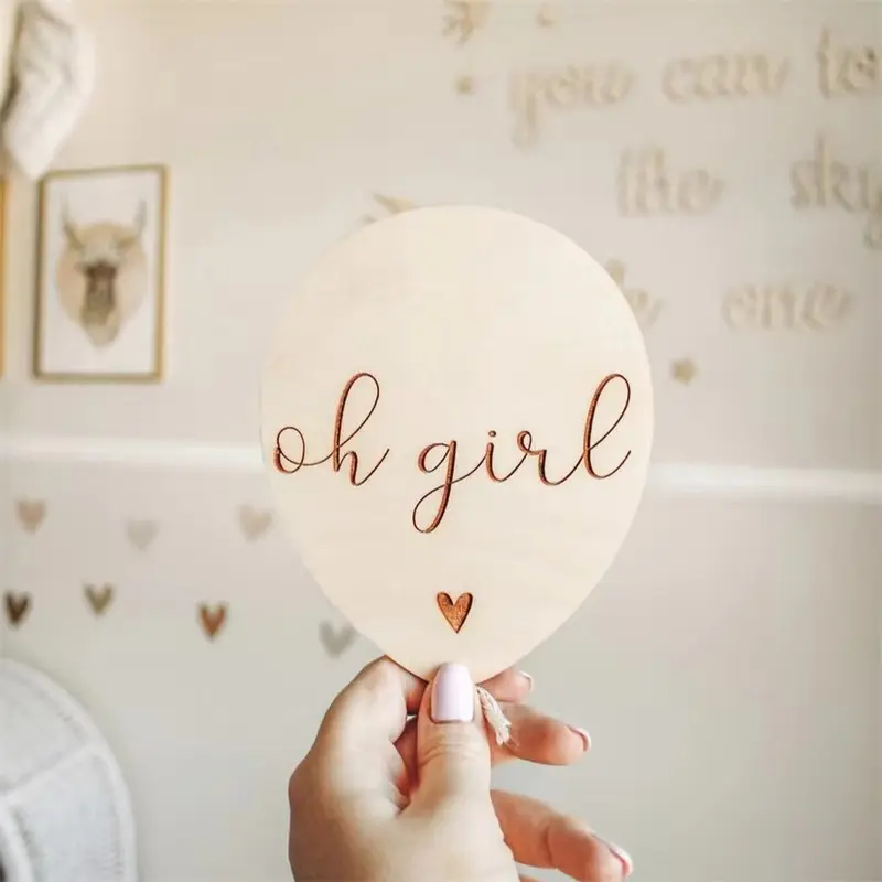 Korean Style Wooden Balloon Wall Hanging Decor Kids Room Ornaments Hanging Pendant Wood Crafts Baby Gift Nursery Decor Photo Interior Wall Decor