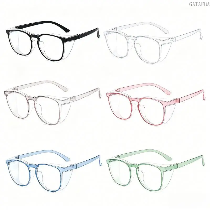 6pc Fashion Safety Goggles - Transparent Anti-Fog Anti-Blue Protector, Windproof Safety Gear for Daily Outdoor Use Construction Gear