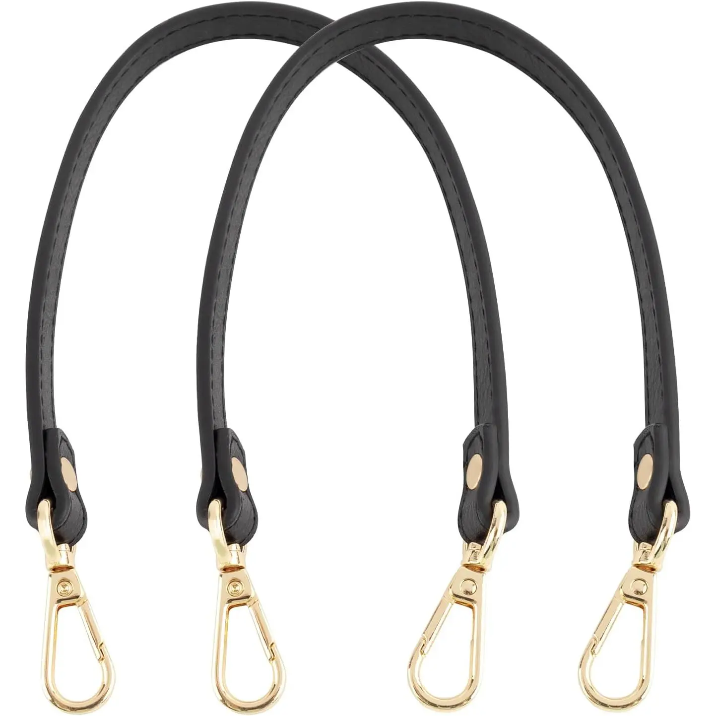 , 2 Pack Black Leather  Straps Handle for Small Handbags Purse with  Lock