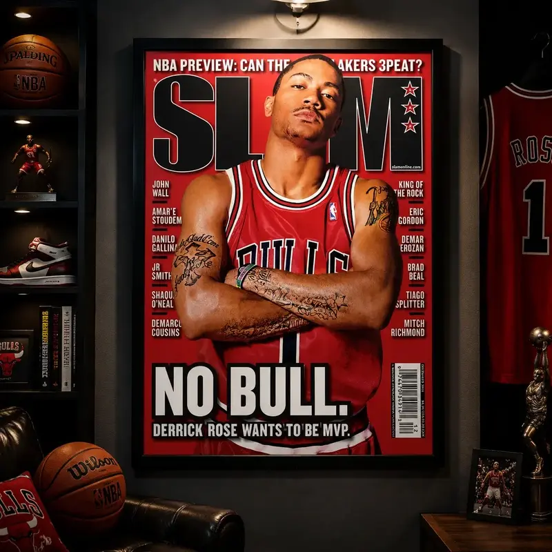 Derrick Rose Chicago Bulls NBA Magazine Cover Poster, Paper House Decor for Living Room Decorations sports fan wall decor sports tribute poster Sports moment poster canvas wall art print room decor gift stadium wall decor