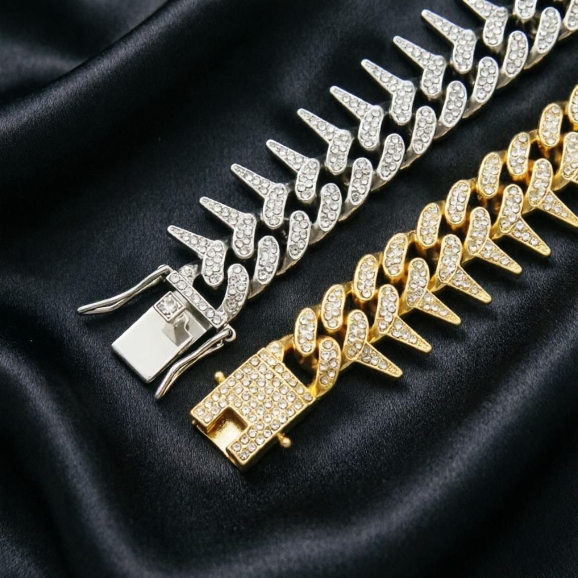 Moissanite Cuban Spike Necklace Miami Italy Mexico Inspired Hip Hop Trendy Aesthetic Iced Out Affordable Jewelry Women Men Daily Wear Gift