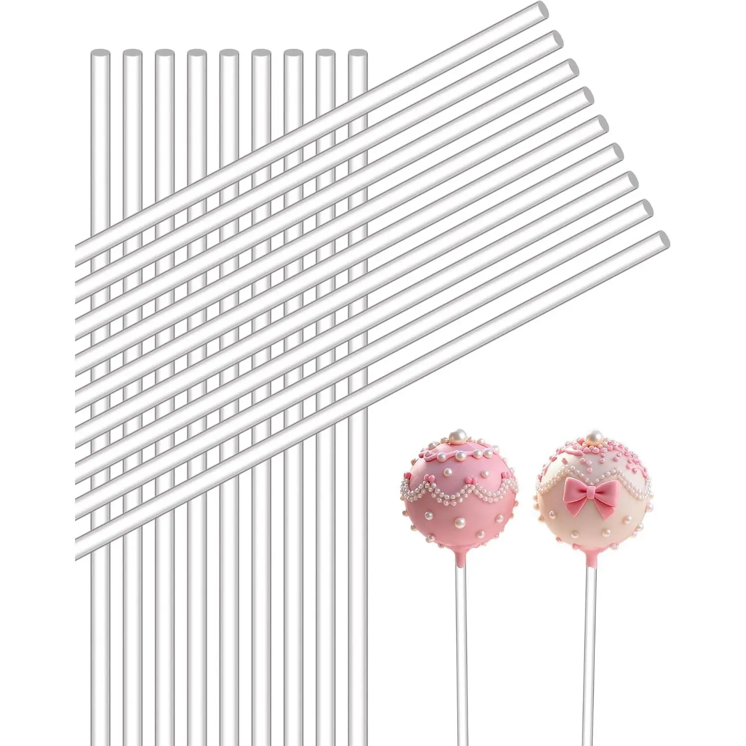 100Pcs 6-inch Acrylic Cake Pops Sticks, Clear Round Plastic Rods