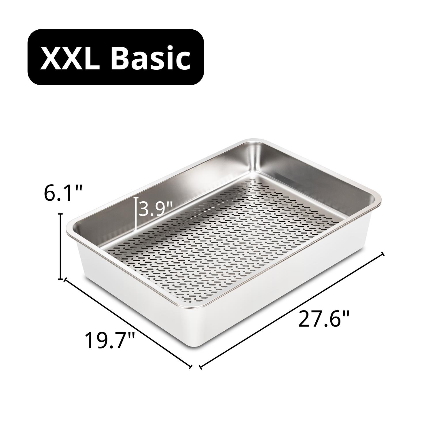 XL Stainless Steel Sifting Cat Litter Box for Pine Pellets, XXL Stainless Steel Pine Litter Box, Bunny Litter Box, High Sides XL Stainless Steel Sifting Cat Litter Box for Pine Pellets, XXL Stainless Steel Pine Litter Box, Bunny Litter Box, High Sides