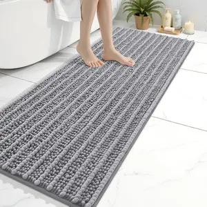 Luxury Rugs 60x20, Soft Thick Absorbent Shaggy Bath Rugs, Non-Slip Machine Wash Dry, Bath Mats for, Tub and Shower, Home Decor Accessories, Grey