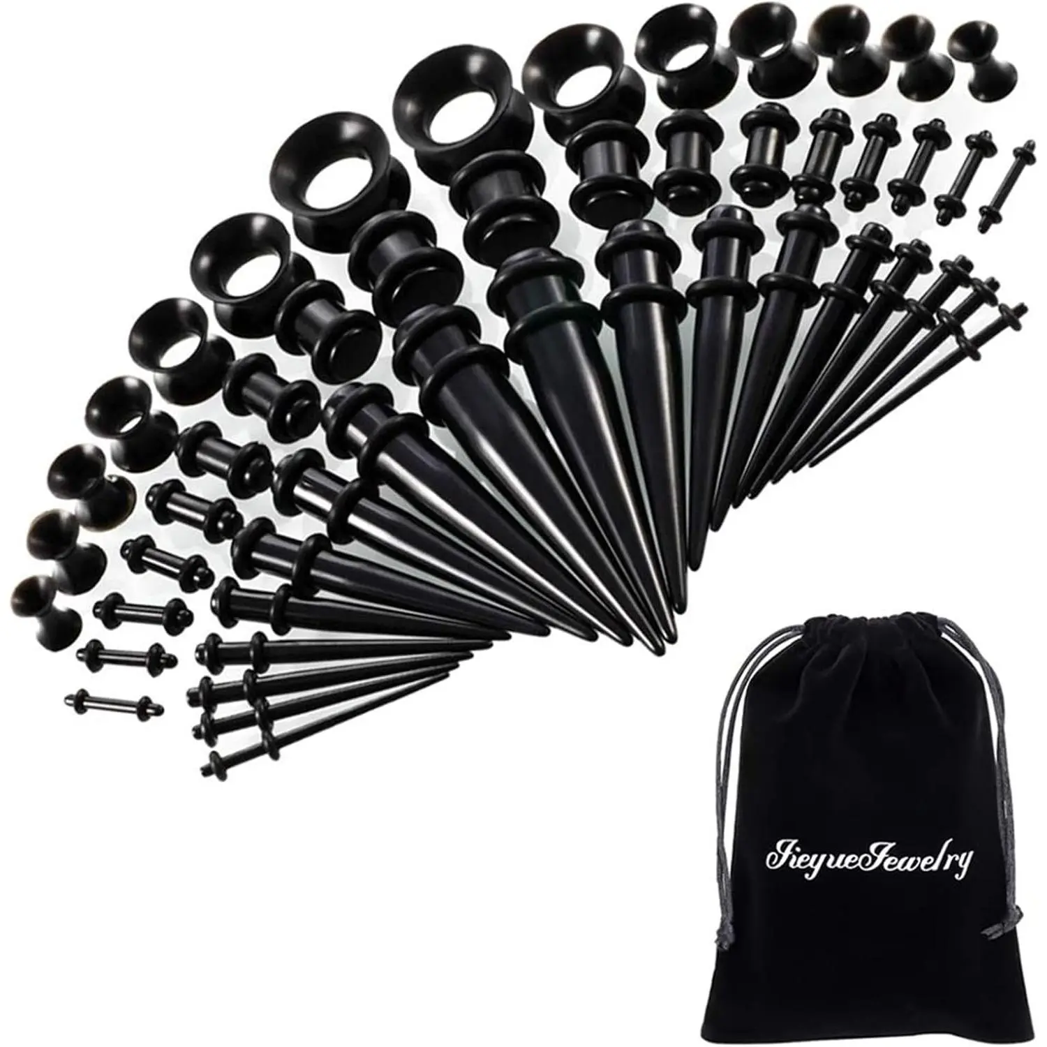 Ear Stretching Kit (50/54 Pieces) - 14G-00G Straight Acrylic Tapers, Plugs, Silicone Tunnels, 2G Hypoallergenic Earrings Set, Body-Safe Lightweight Piercing Jewelry for Ear Gauges Expansion (1.6mm, 2.4mm, 0.47in), Stretching Your Ears