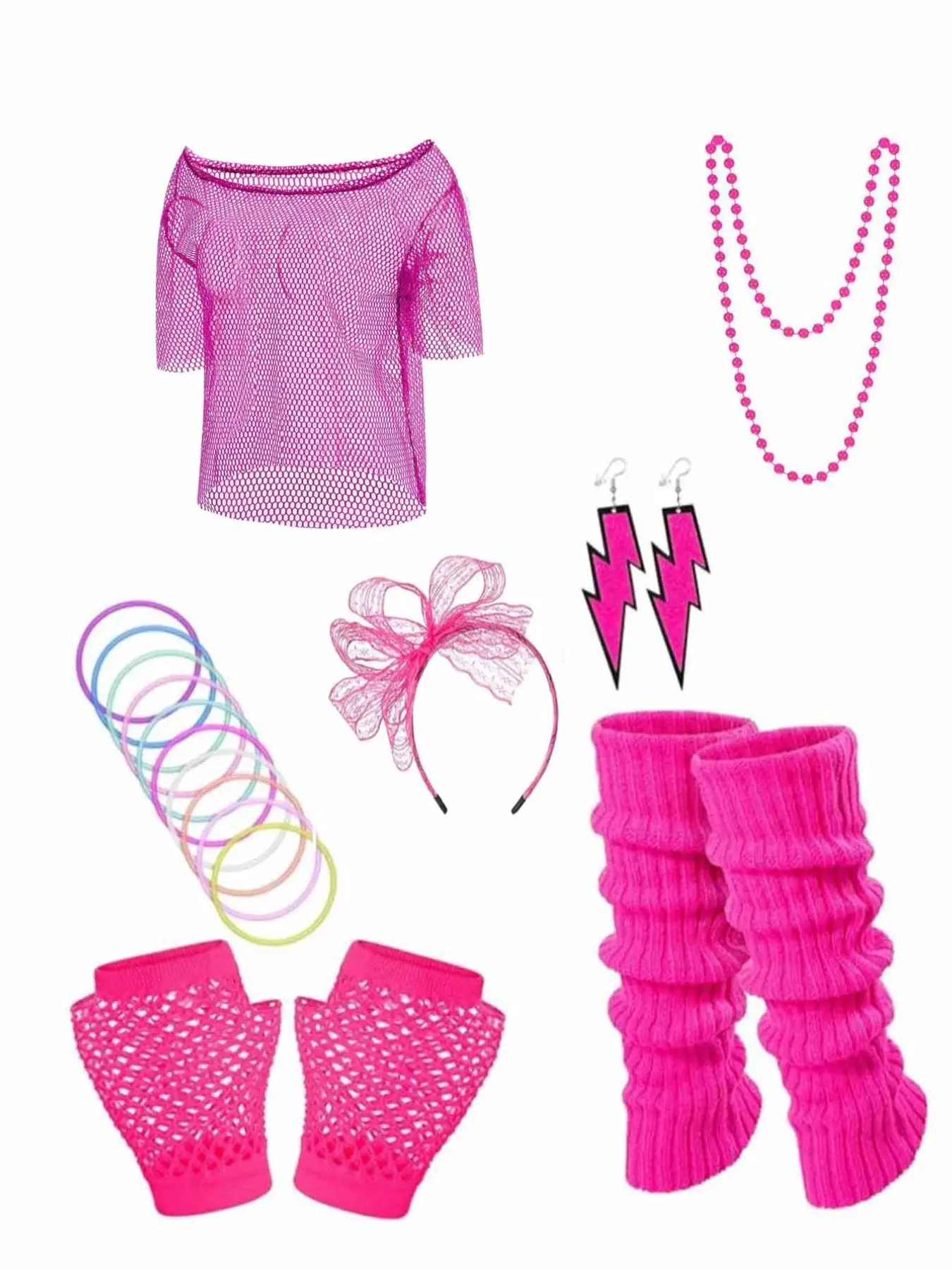 80s Neon Retro Party Cosplay, Halloween Costume, Vintage Punk Chic Style, Perfect for Parties & Events, Bold & Eye-Catching Design, Accessories, Outfit