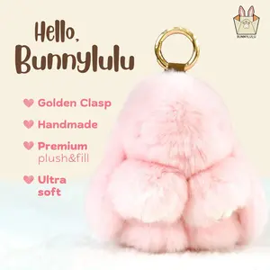 【BunnyLulu】Handmade Bunny PomPom Keychain with Tin Box, Summervibes Graduation Gift for Friends & Students, Stress-Relief Charm, Keepsake Gift