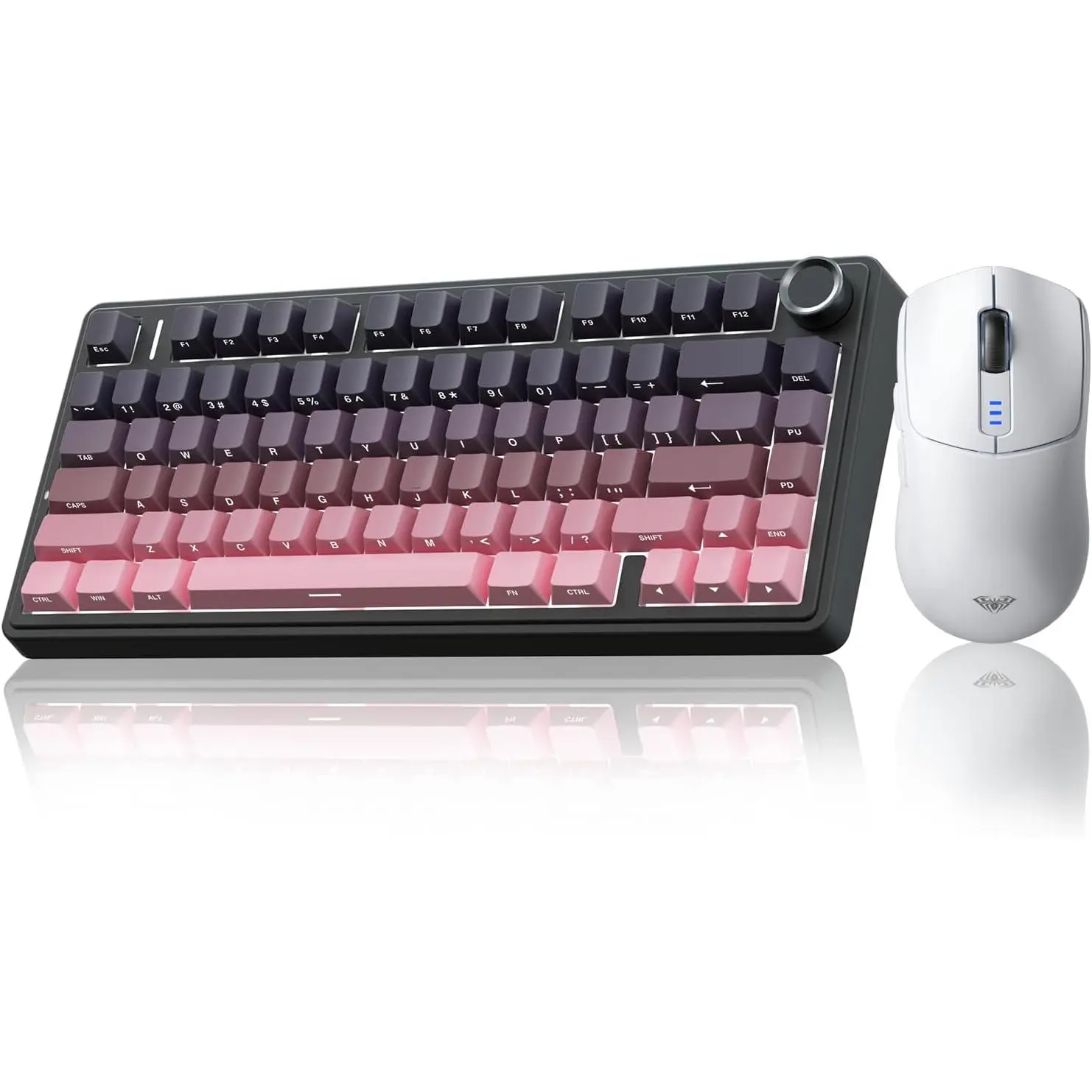 Keyboard and  Combo, F75 Pro Mechanical Keyboards,75% Gasket Hot Swappable Custom Keyboard+SC580  Gaming  White