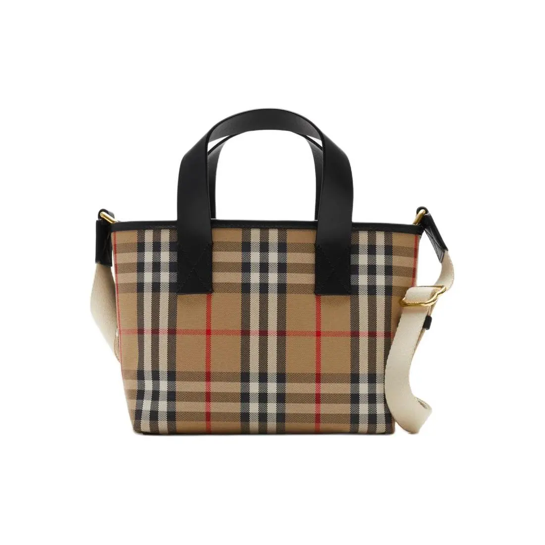 Burberry Check Cotton Tote Bag with Adjustable Webbed Strap and Magnetic Closure – Kids, Archive Beige