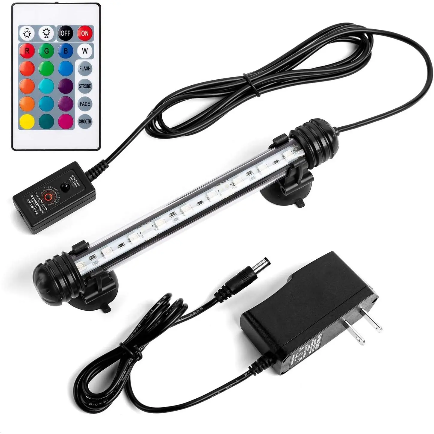 7.5" Color Changing LED Fish  Aquarium Submersible Light with Remote/Colored Aquarium LED  Lights Fixture for Underwater Decorations,  Grow, Saltwater Freshwater Fish, KR5007