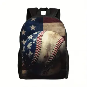 [Back-to-School Gift] Patriotic Baseball Backpack with American Flag Design, Adjustable Shoulder Straps, Suitable for Boys, Girls, and Teenagers - Ideal for Travel, Work, and Study, Student Backpack